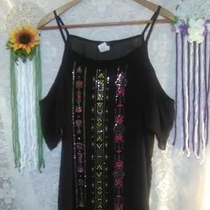 Sheer Black - Shoulderless Top